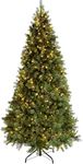 WeRChristmas Pre-Lit Craford Christmas Tree with Pinecones & 500 Chasing Warm LED Lights, 7 feet/2.1m