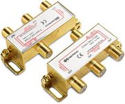 Cable Matters 2-Pack 2.4 Ghz 3 Way Coaxial Cable Splitter for STB TV, Antenna and MoCA Network - All Port Power Passing - Gold Plated and Corrosion Resistant