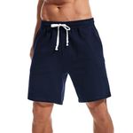 Amy Coulee Mens 8" Athletic Shorts Cotton Casual Shorts Elastic Waist Running Gym Shorts with Pockets (Navy, XX-Large, xx_l)