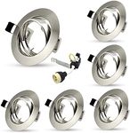 Allesgute 6X Recessed Ceiling Spotlights Round Downlight Fittings Brushed Chrome Tilt GU10 Fittings with Lampholders 240V