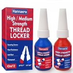 Thread Lock Blue and Red, Threadlocker Medium and High Strength, Gap Filling, Lock & Seal Nuts, Bolts, Fasteners and Metals, Stable and Anti-Rust (10 mlx2)