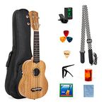 Kmise Soprano Ukulele Set Zebrawood Ukelele Ukele Uke for Beginner Kid 21 inch 4 String Hawaii Guitar with Gig Bag Tuner Strap Capo Picks Clean Cloth Songbook Rhythm Shaker