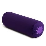 Yoga Studio Lotus Yoga Bolster Cushion | Organic Buckwheat Hulls Filling | (GOTS Certified) | Removable Washable Organic Cotton Outer Cover | Great for Yoga, Meditation - (Purple)