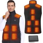 Baowenqier Mens Heated Vest with 15 Heat Zones Heated Gilet with 10000mAh Power Bank 3 Heat Settings Heated Body Warmer for Outdoor Ski Riding Hiking Motor