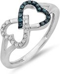 Dazzlingrock Collection 0.15 Carat (Cttw) Sterling Silver White & Blue Diamond Women Promise Two Heart Infinity Ring, Size 6