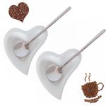 Coffee Spoon and Rest Set, Heart Coffee Spoon Rest for Coffee Bar Accessories, Small Spoon Rest for Coffee Station Tea Spoon Rest Tea Spoon Holder Teaspoon Rest (Coffee Spoon*2 + Spoon Rest*2)