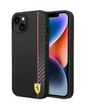 CG MOBILE Ferrari iPhone 14 Plus Case [Official Licensed] Vertical Stripe Metal Logo | Mag-Safe Compatible Hard Case & Protective Case/Cover Designed for iPhone 14 Plus (6.7-Inch) 2022 - Black