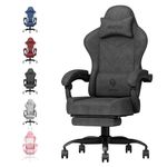 IRCV Gaming Chair for Adults, High Back Technology Fabric Computer Chair, Ergonomic Gamer Chair with Footrest, Reclining Gaming Chairs with Lumbar Support, Wide Seat 350 LBS, Height Adjustable, Black