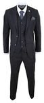 Mens Wool Tweed Suit 3 Piece Authentic 1920s Tailored Fit Classic Black