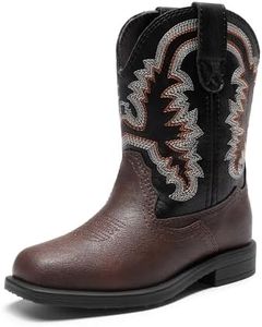DREAM PAIRS Little Boys Girls Kids Cowboy Boots Western Square Toe Riding Mid Calf Boots Sdbo2307K Dark Brown/Black Size 13 Little Kid