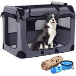 Petprsco Portable Dog Crate, Collapsible Dog Travel Crate 32x23x23 with Soft Blanket Foldable Bowl and a Poop Bag with Dispenser for Medium & Large Dogs