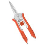 FLORA GUARD Micro-Tip Pruning Snip, 6.5 Inch Secateurs with Soft-Touch Handle, Pruning Shears, Stainless Steel (Orange)