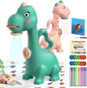 KETIEE Dinosaur Drawing Projector Toys for Ages 5-7 Tracing and Drawing Projector for Kids with Two Projector Heads, Smart Art Sketcher Projector with 96 Stencils, Toddler Toys for Boys (Green)