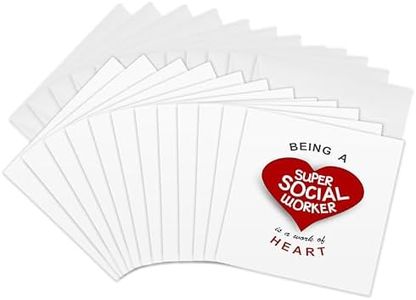 3dRose Greeting Cards, 6 x 6 Inches, Pack of 12, Being a Super Social Worker Is a Work of Heart (gc_183883_2)