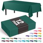 12-Pack Premium Plastic Tablecloth 54in. x 108in. Rectangle Table Cover - Dark Green - Exquisite