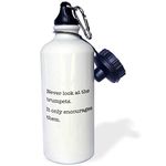 3dRose Never Look at The Trumpets it only Encourages Them-Sports Water Bottle, 21oz (wb_123101_1), Aluminum, White