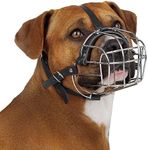 BRONZEDOG Dog Muzzle Wire Basket Metal Mask for Medium Large Sized Dogs, Breathable, Dog can Drink, Adjustable, Padded, Training, Prevents Biting, Wildlife Scavenging (Size 4: Pitbull & Amstaff)