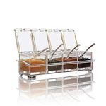 Clear Seasoning Box,V·Resourcing 4 Pieces Clear Seasoning Storage Container for Spice Salt Sugar Cruet,Condiment Jars with 4 Spoons