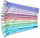 YKK Zippers Assorted Pastel Colors Pack 10 Inch Number 3 Nylon Coil Set of 12 Pieces