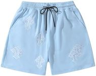 Floerns Men's Boho Tribal Print Drawstring Waist Summer Shorts with Pocket Blue Cross X-Small