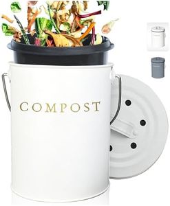 White Compost Bin Kitchen Counter, Countertop Compost Bin with Lid, Kitchen Compost Bin Indoor Compost Bin, Compost Container Compost Bucket for Kitchen, Compost Pail Kitchen Compost Bin Countertop