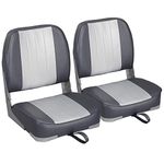 Leader Accessories A Pair of New Low Back Folding Boat Seats(2 Seats) (B-Gray/Charcoal)