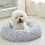 ZEXSAZONE Round Donut Pet Bed for Cats and Puppies Dogs, Cozy and Plush, Raised Bedside Support, Both Sides Use Like 2 in One, Washable, Sizes for Small, Medium, and Large Pets. (cat Bed Grey)