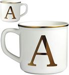 Miicol Ceramic Coffee Mug 16 oz, Monogram Coffee Cup, Golden Initial Tea Mug, Personalized Tea Cup, Unique Gift, Large Mug for Home, Office, Letter A