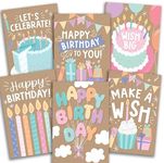 Hadley Designs 54 Rustic Happy Birthday Cards Bulk With Envelopes - Bulk Birthday Cards With Envelopes, Assorted Birthday Cards With Envelopes, Happy Birthday Card Pack, Kids Birthday Cards