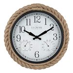 La Crosse 433-3836 14-inch Rowan Indoor/Outdoor Rope Analog Quartz Wall Clock, Brown