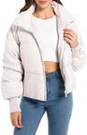 Orolay Womens Winter Oversized Short Down Jacket Crop Zip Puffer Coat White S