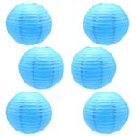 CEEYSEE 6 Pcs Paper Lanterns 12 Inch Sky Blue Chinese Japanese Round Hanging Decoration Paper Lanterns for Halloween Wedding Birthday Paper Lanterns Party Decorations (Sky blue/DLTLS)