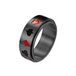 Epinki 8MM Spinner Ring, Black Poker Ring Anxiety Ring for Men, Stainless Steel Ring Size V 1/2