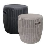 Black Rattan Effect Ice Cooler Drinks Bucket Outdoor Side Table with 45L Capacity - Weather Resistant Garden Patio Furniture - Portable, Multi-Purpose, Lightweight, Fade Free & Easy Clean