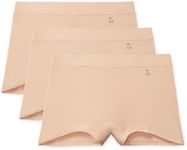 Tommy John Women's Underwear, Boyshort Panties, Cool Cotton Fabric Underwear, Sporty Boxer Briefs for Women, Full Coverage, Seamless Panties, Maple Sugar, X-Small (Pack of 3)