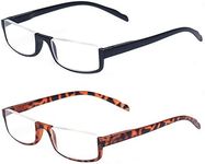 Kerecsen 2 Pair Half Moon Frame Reading Glasses Spring Hinge Men and Women Readers, 2 Pack Mix Color, Medium