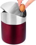 (Red) - Mini Trash Can with Lid, Brushed Stainless Steel Small Tiny Mini Trash Bin Can, Countertop Trash Cans for Desk Car Office Kitchen, Swing Top Trash Bin 1.5 L/ 1.5l(Red)