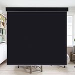 KCO Cordless Roller Blinds Blackout Roller Shades Window Blind with Valance Cover Waterproof Thermal Insulated Room Darkening Shades 22" W x 72" L, Black