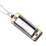 Mini Harmonica Necklace, 4 Holes and 8 Sounds Portable Small Harmonica Necklace for Pendant(Silver)