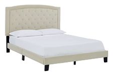 Signature Design by Ashley Adelloni Button Tufted Upholstered Bed Frame, King, Cream