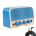 Mini Electric Guitar Amp Combo Include 10ft Guitar Cable,Protable 5W Small Electric Guitar Amplifier Rechargeable with Two Channels Bluetooth Headphone Jack(Blue)