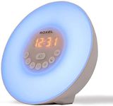 Roxel Alarm Clock Wake Up Light Sunrise/Sunset Simulation Table Bedside Lamp with FM Radio, Colour Changing Mood Light, Nature Sounds and Touch Control Function (White)