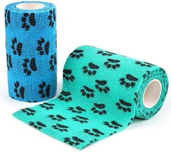 AUPCON Vet Wrap Cohesive Bandages Bulk Self Adhesive Bandage Wrap Self Adherent Wrap Non-Woven for Dogs Pet Animals & Ankle Sprains & Swelling 2 Inch x 5 Yards (2 Pack Lack Blue & Blue)