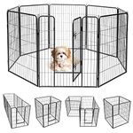 GYMAX Pet Playpen, 120CM Folding 8 Panel Metal Play Fence Kennel Enclosure with Rounded Safe Edges and Space-saving Flat Package, Indoor Outdoor Dog Puppy Cat Rabbit Pets Run Cage (120CM)