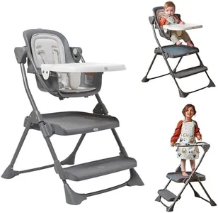 The First Years 2-for-1 Baby High Chair and Toddler Tower - Convertible Baby Chair to Toddler Step Stool - High Chairs for Babies and Toddlers - Toddler Kitchen Step Stools - For Mealtime and Playtime