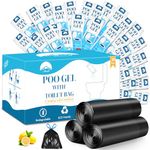 Portable Toilet Bags Poo Gel Set, 30 Count 10 Gal Camping Toilet bags with drawstring and 30 Pack 0.53 Oz each Pee Powder for Portable Camping Toilet fit for Traveling, Emergency, Outdoor Activities