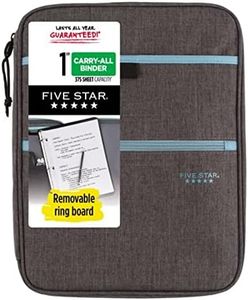 Five Star Zipper Binder, 1 Inch 3-Ring Binder, Carry-All with Internal Pockets and Dividers, 375 Total Sheet Capacity, Heathered Gray/Mint (29092BH0)