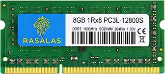 RASALAS 8GB 1Rx8 PC3L-12800S DDR3L 1600MHz SODIMM DDR3 1600 RAM 1.35V CL11 204-Pin PC3 12800 Memory Laptop