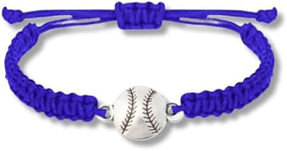 Sportybella Baseball Bracelet, Baseball Jewelry, Blue Adjustable Braided Baseball Bracelet, Baseball Gifts for Players, Teams and Baseball Moms