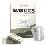 Zomchi Double Edge Razor Blades 2.0, 100 Counts Safety Razor Blades for Shaving, Platinum Stainless Steel Shaving Blades for Men and Women, Fits All Standard Double Edge Razors